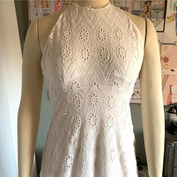 🕊️✨ ZARA White Eyelet Halter Midi Dress ✨🌿 - Picture 10 of 13